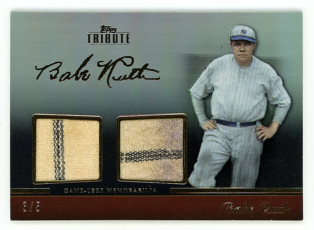 2011 Topps Tribute Babe Ruth Double Pinstripe Jersey Relic Black Parallel #3/5 - Matches Jersey Number!