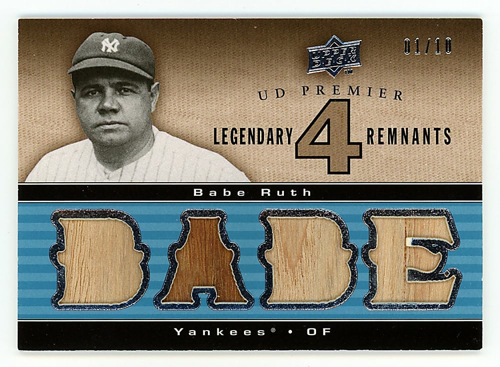 2008 UD Premier Babe Ruth Legendary Remnants Quad Game-Used Bat #1/10