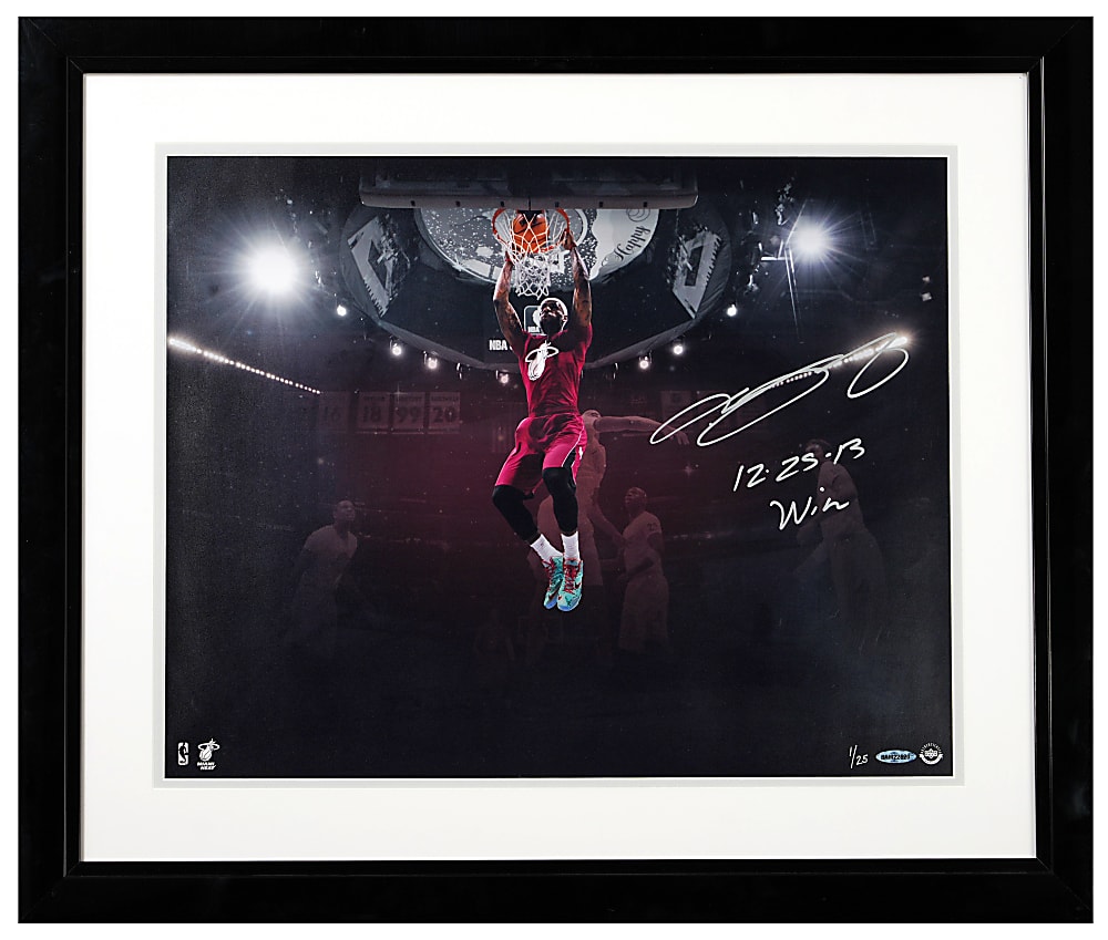 2013 LeBron James Signed and Inscribed Christmas Day Dunk Limited-Edition Photograph in Framed Display - UDA