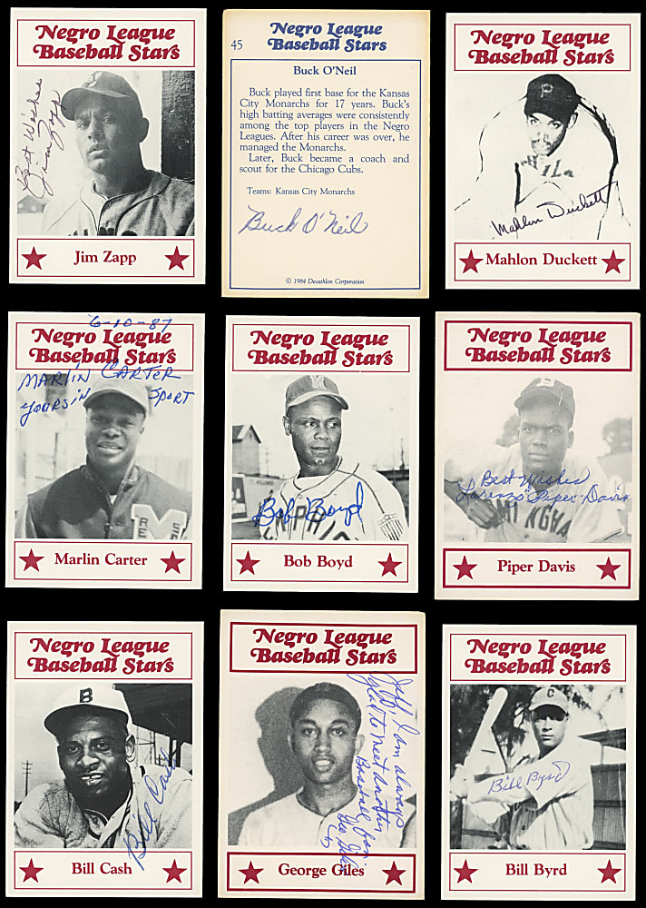1984-1986 Decathlon Negro League Near Complete Set (118/119) Plus One Extra with (33) Signed Key Examples