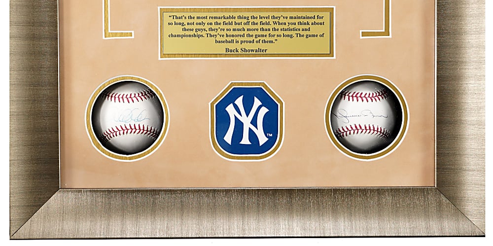 Derek Jeter & Mariano Rivera Single-Signed Baseball Pair Shadowbox Framed Display - Steiner COAs