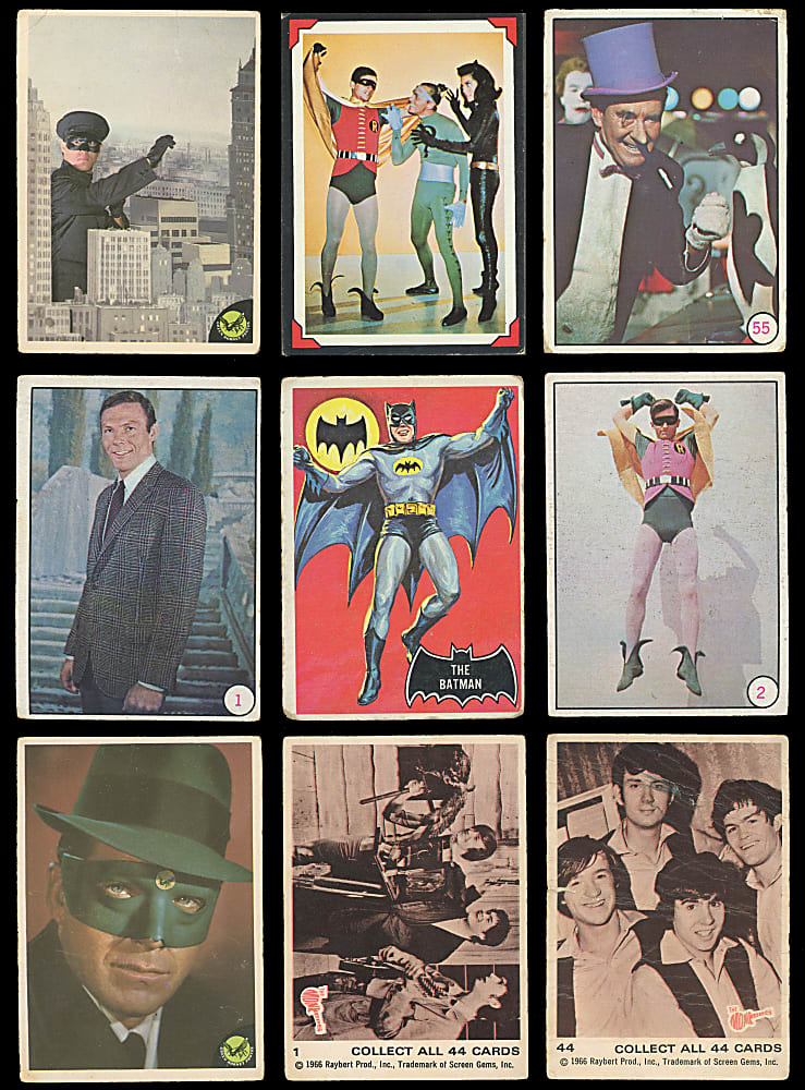 1966-1970 Non-Sport Shoebox Collection (346) with (201) 1966 Topps Batman Including #1 The Batman