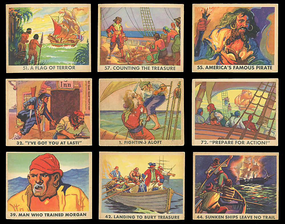 1936 R109 Gum Inc. Pirate's Picture Bubble Gum Partial Set (39/72) with (2) Dupes - (41) Total Cards