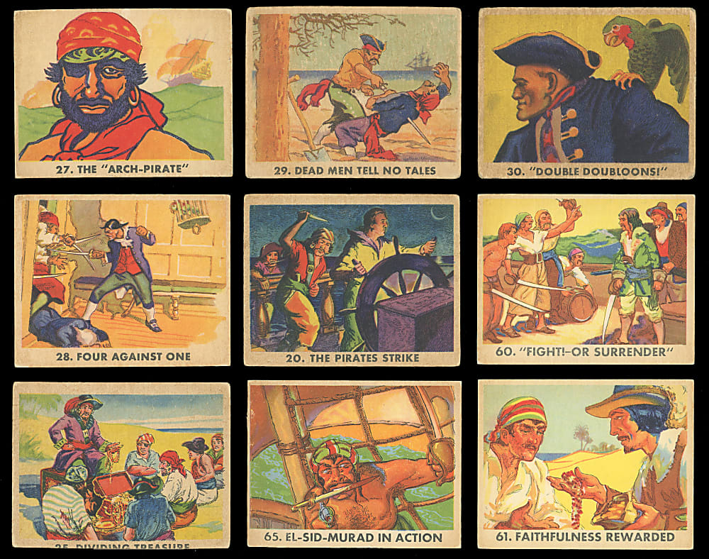 1936 R109 Gum Inc. Pirate's Picture Bubble Gum Partial Set (39/72) with (2) Dupes - (41) Total Cards