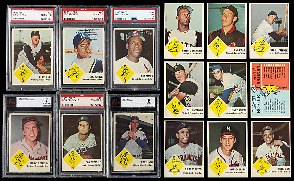 1963 Fleer Complete Set (66) Plus Checklist with (23) Graded