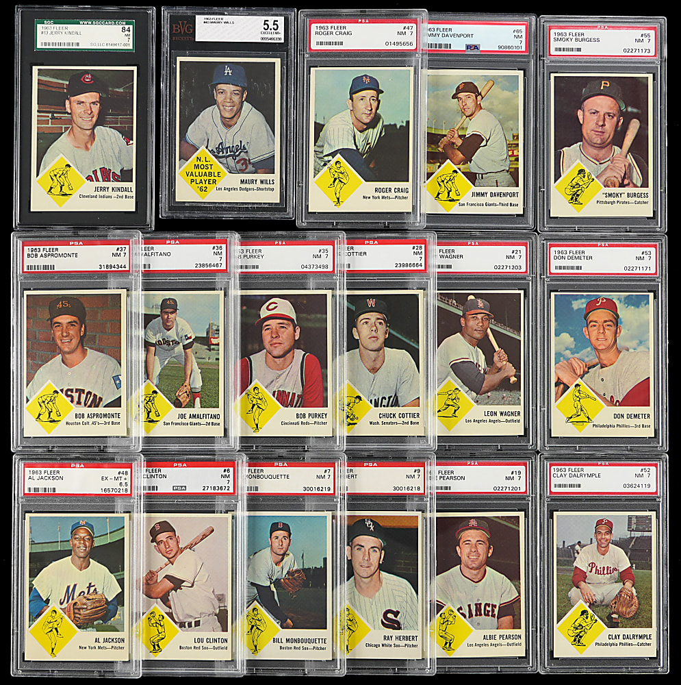 1963 Fleer Complete Set (66) Plus Checklist with (23) Graded