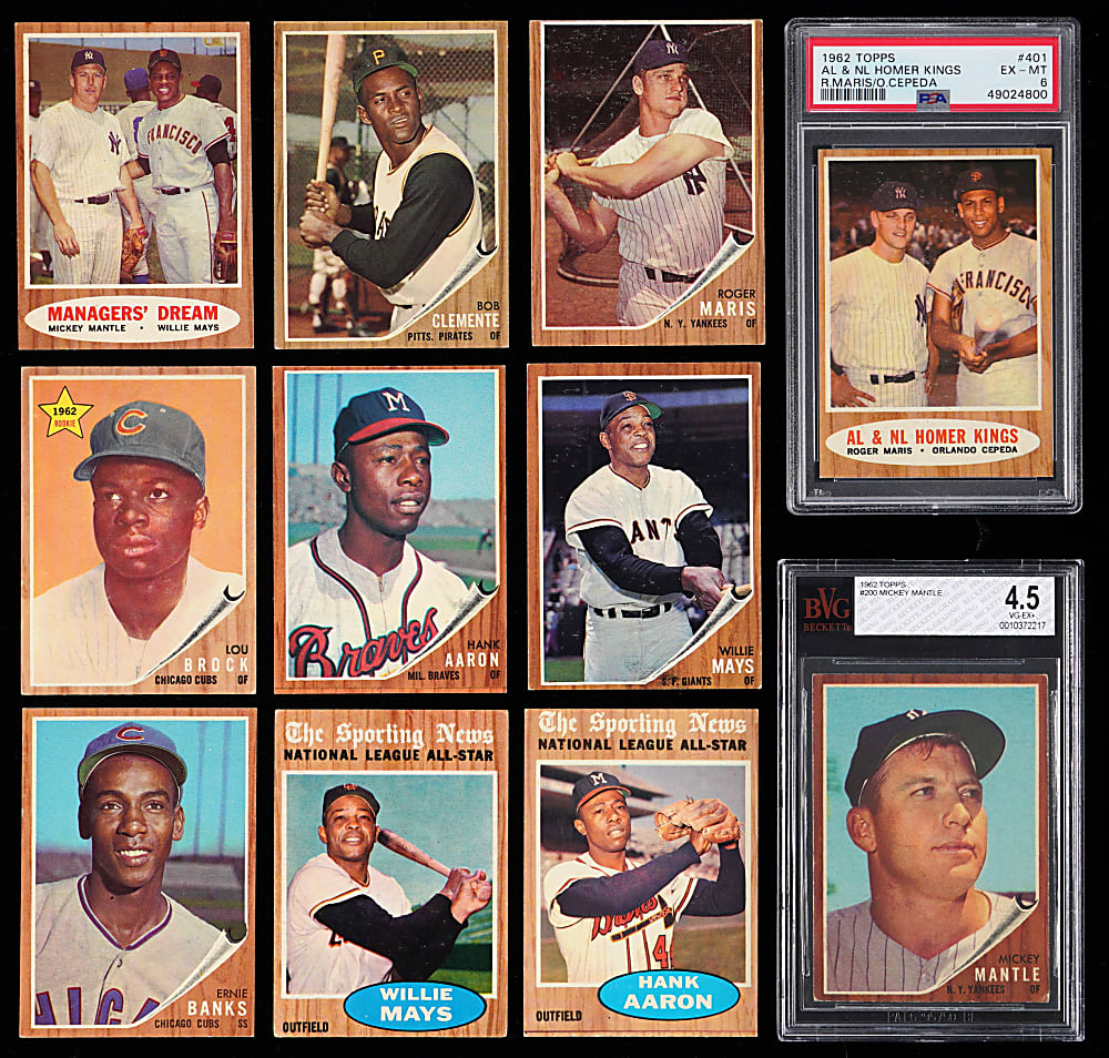 1962 Topps Partial Set (511/598) with (11) Graded Including #200 Mickey Mantle BVG VG-EX+ 4.5