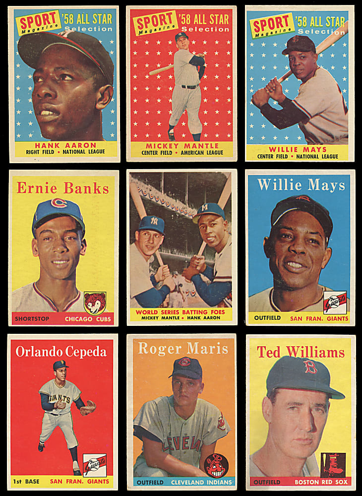 1958 Topps Partial Set (346/494) with Several Hall of Famers & #476 Stan Musial All-Star PSA EX-MT 6
