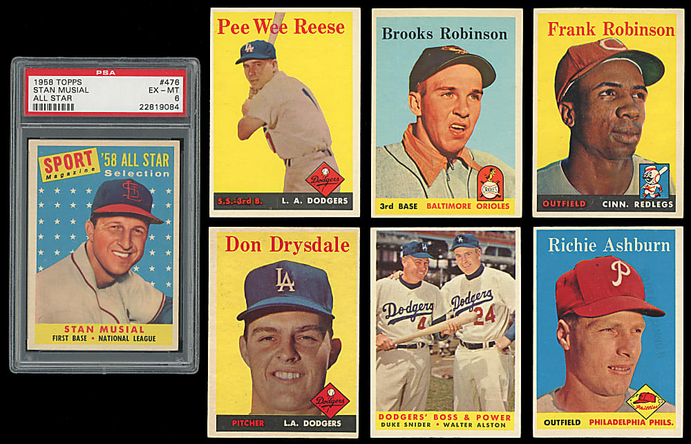 1958 Topps Partial Set (346/494) with Several Hall of Famers & #476 Stan Musial All-Star PSA EX-MT 6