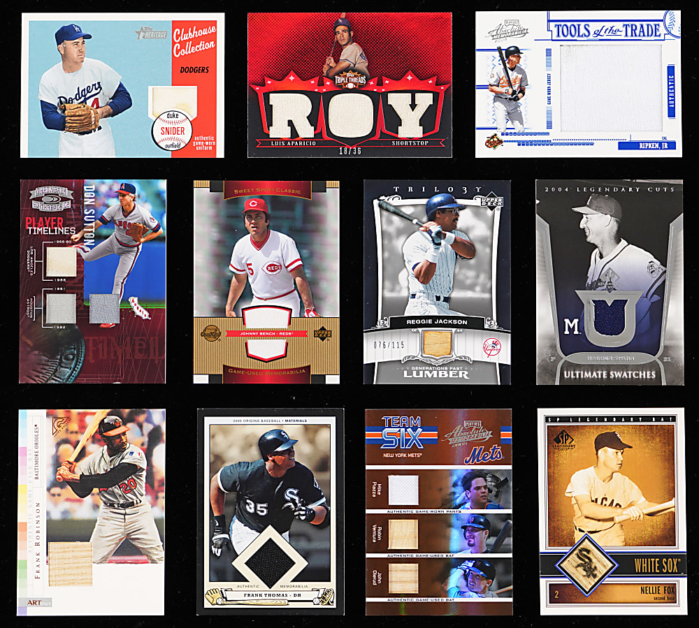 Modern Game-Used & Relic Collection (182) with (96) Hall of Famers Including Clemente/Mantle/Pujols Triple Threads #/36