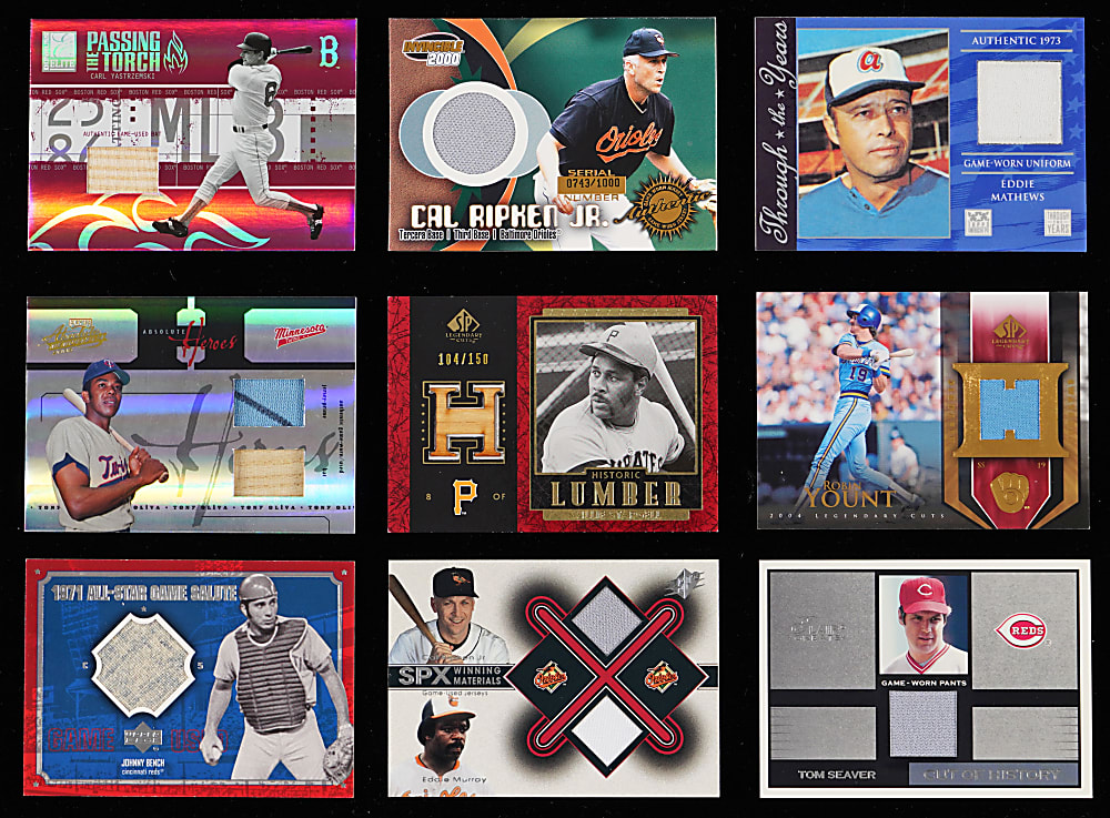 Modern Game-Used & Relic Collection (182) with (96) Hall of Famers Including Clemente/Mantle/Pujols Triple Threads #/36