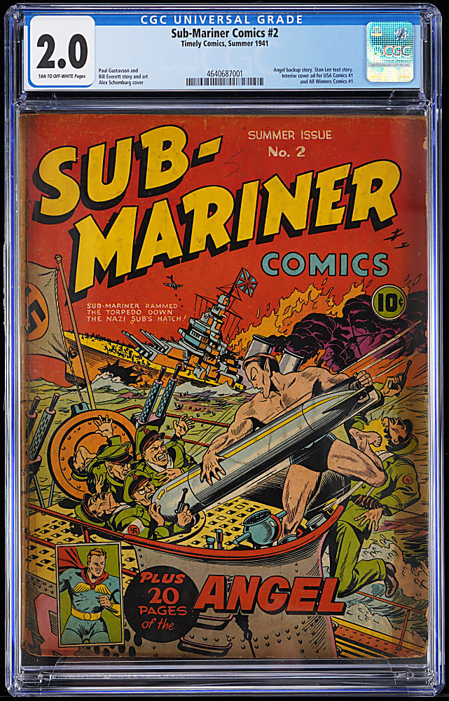 1941 Timely Comics Sub-Mariner #2 with Stan Lee Early Text Story - CGC 2.0