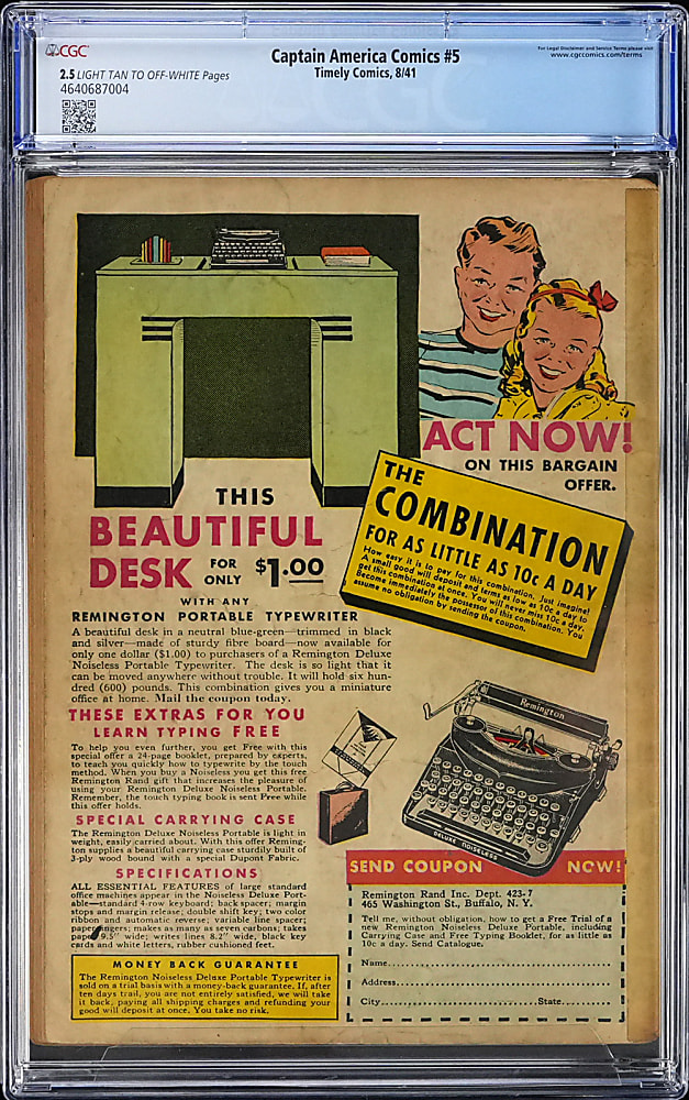 1941 Timely Comics Captain America Comics #5 - CGC 2.5