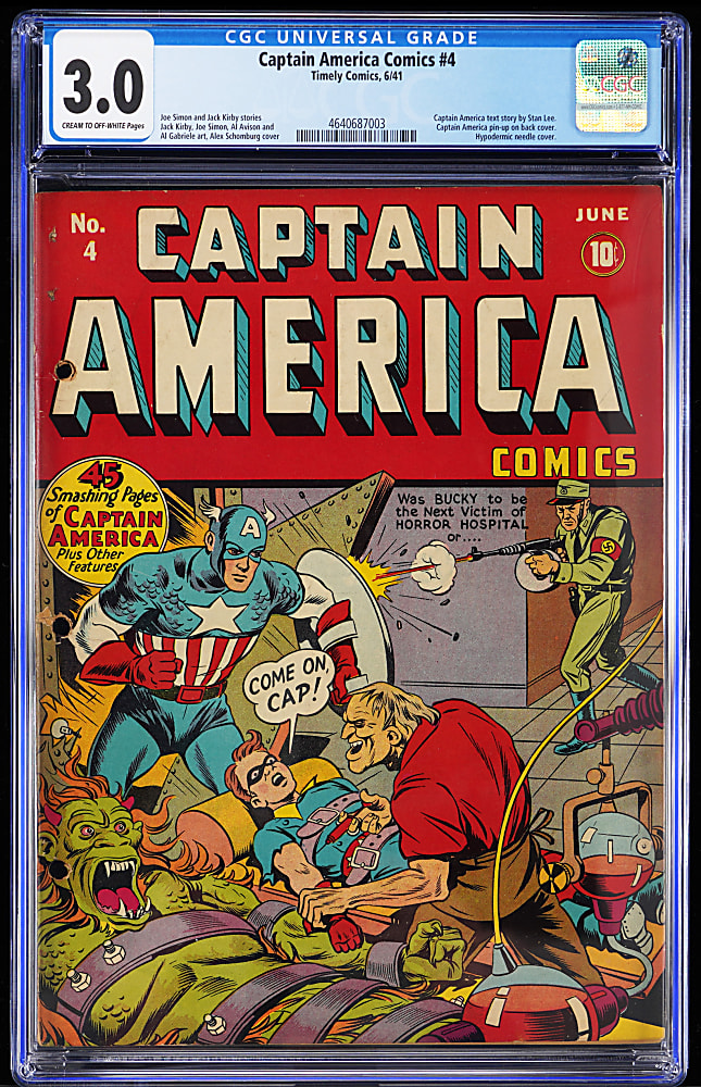 1941 Timely Comics Captain America Comics #4 - CGC 3.0