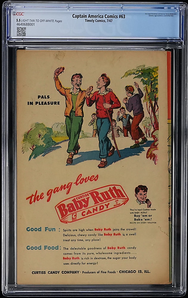 1947 Timely Comics Captain America Comics #63 - CGC 5.5