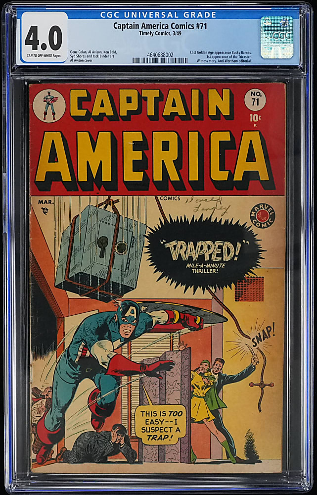 1949 Timely Comics Captain America Comics #71 - CGC 4.0