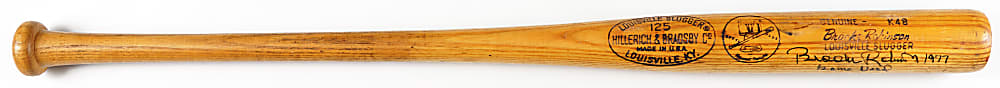 1976 Brooks Robinson Signed and Inscribed Game-Used Baltimore Orioles Bicentennial Logo Bat - PSA/DNA GU 9.5