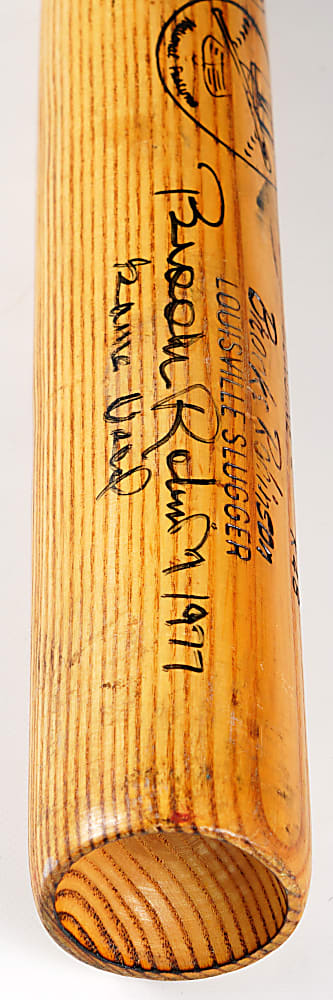 1976 Brooks Robinson Signed and Inscribed Game-Used Baltimore Orioles Bicentennial Logo Bat - PSA/DNA GU 9.5