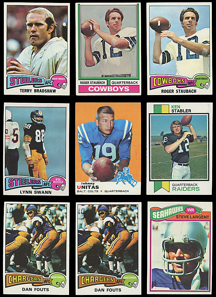 1969-1979 Topps Football Hall of Fame & Star Collection (229) with Bradshaw, Simpson, Staubach & Unitas