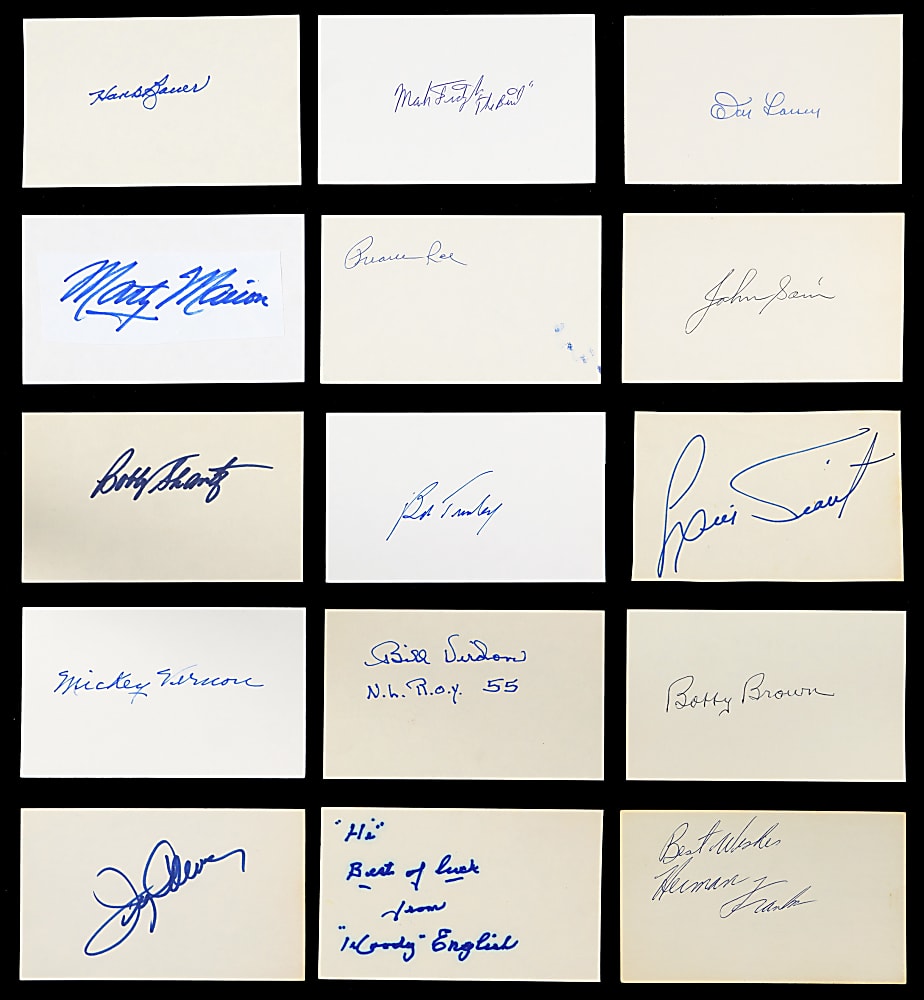 Signed Index Card Collection (300+) with Hall of Famers & Stars