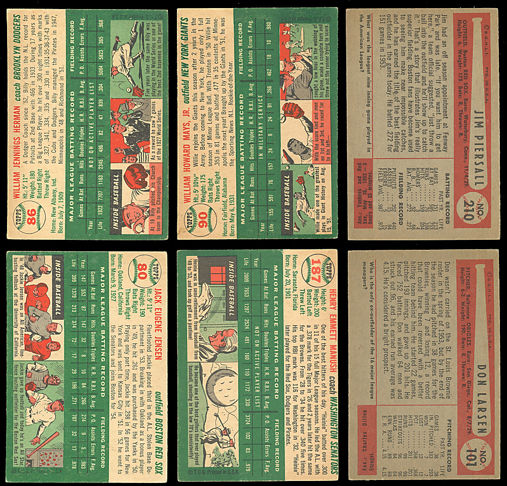 1954 Topps & Bowman Collection (189) with 1954 Topps #90 Willie Mays