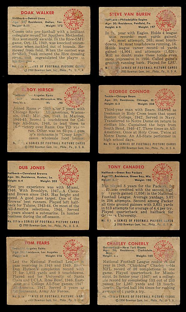 1950 Bowman Football Partial Set (80/144) with Hall of Famers & Stars