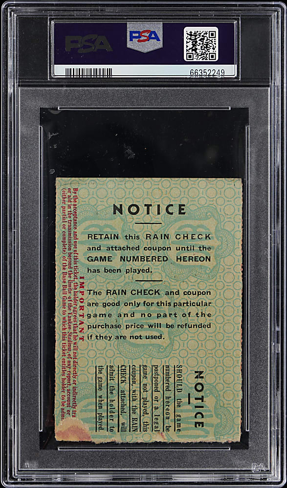 1936 World Series Game 4 Ticket Stub PSA GOOD 2 - Lou Gehrig World Series Home Run #9 of 10