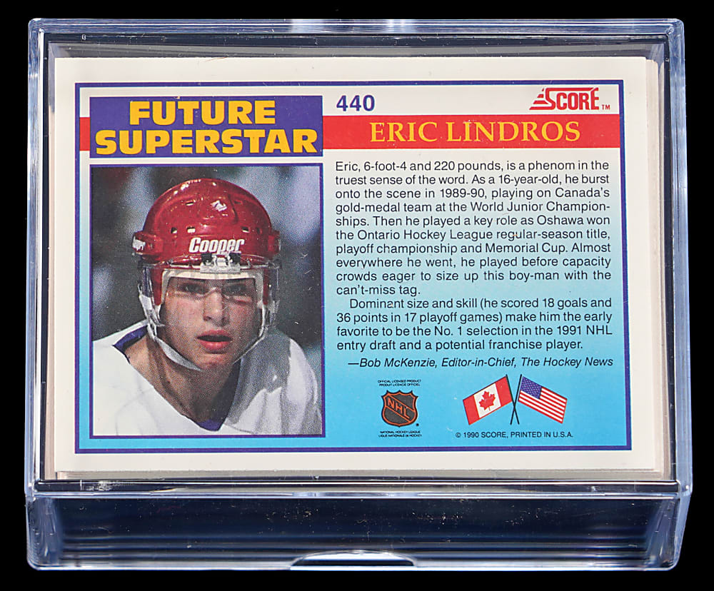 1990-1991 Score Hockey #440 Eric Lindros Rookie Brick (90)