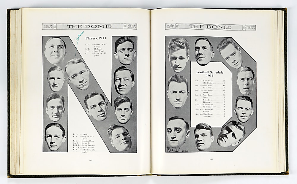 1912 University of Notre Dame Yearbook with Knute Rockne