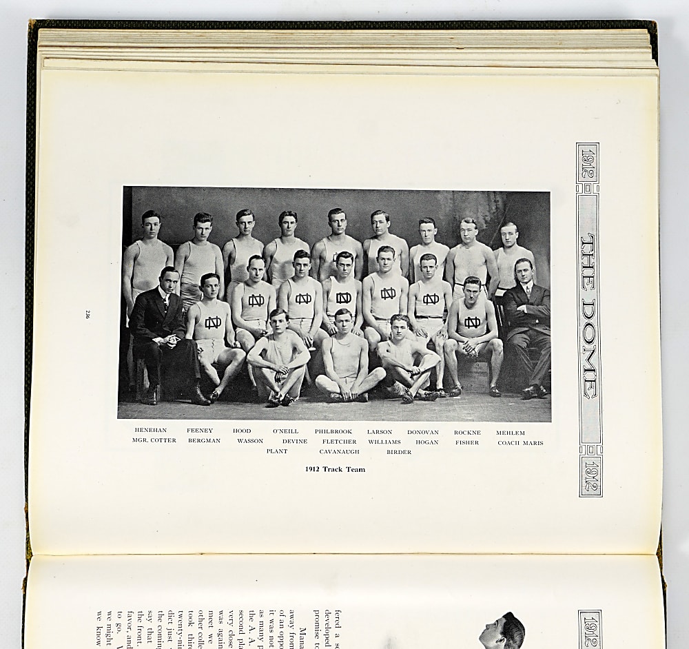 1912 University of Notre Dame Yearbook with Knute Rockne