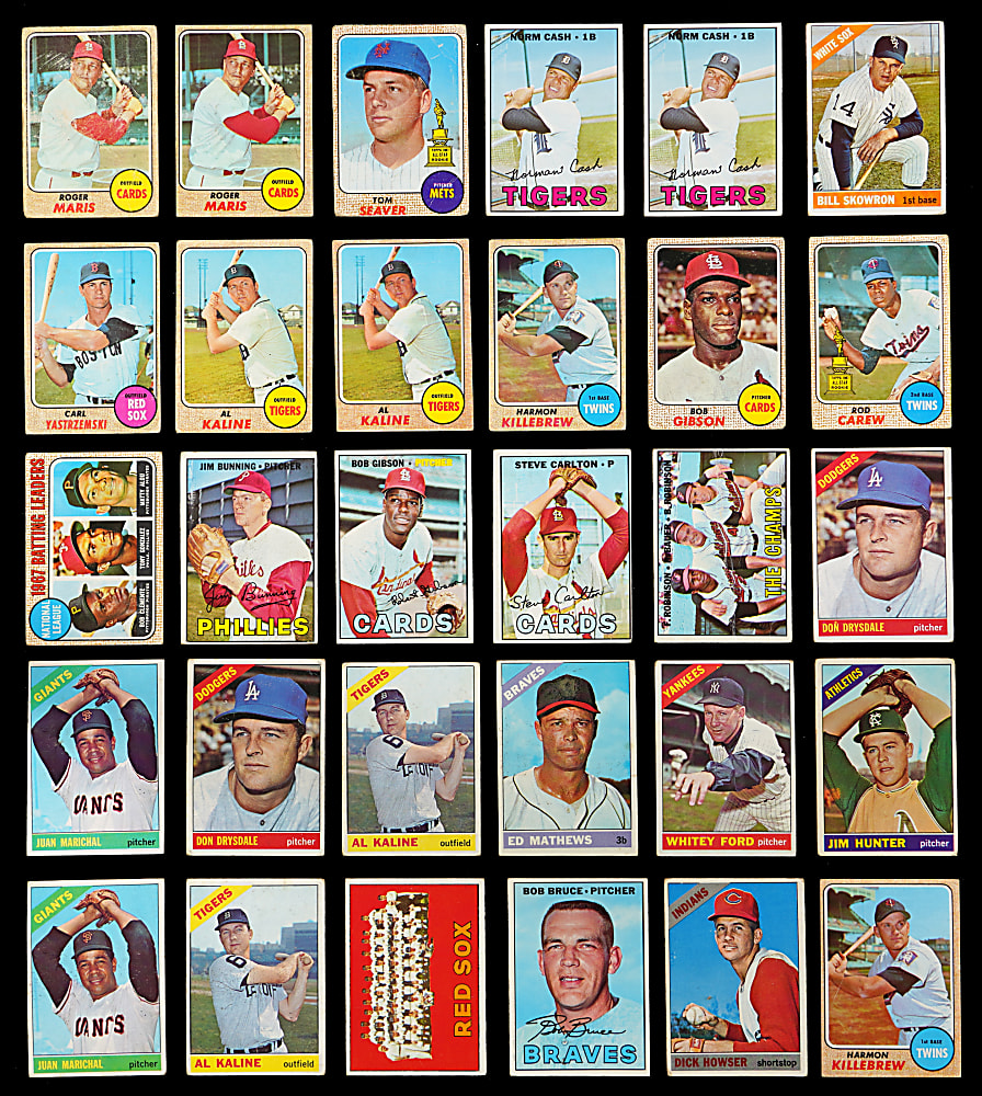 1966-1968 Topps Shoebox Collection (1,425+) with (150+) Hall of Famers Including (4) Johnny Bench Rookies & (73) High Numbers