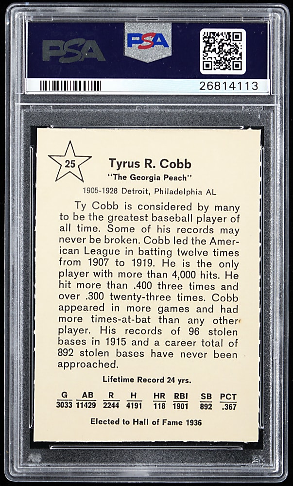 1961 Golden Press #25 Ty Cobb PSA GEM MINT 10