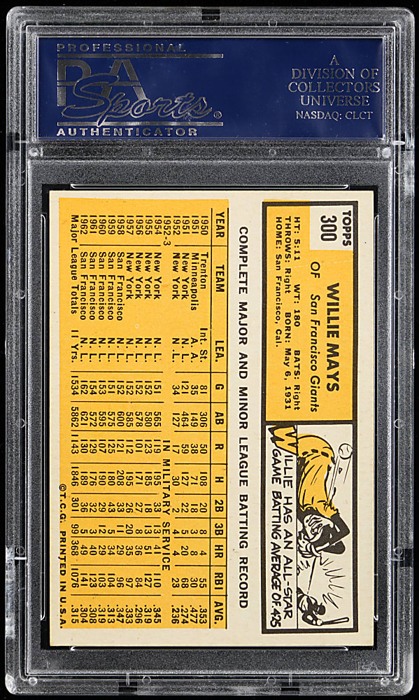 1963 Topps #300 Willie Mays PSA NM 7