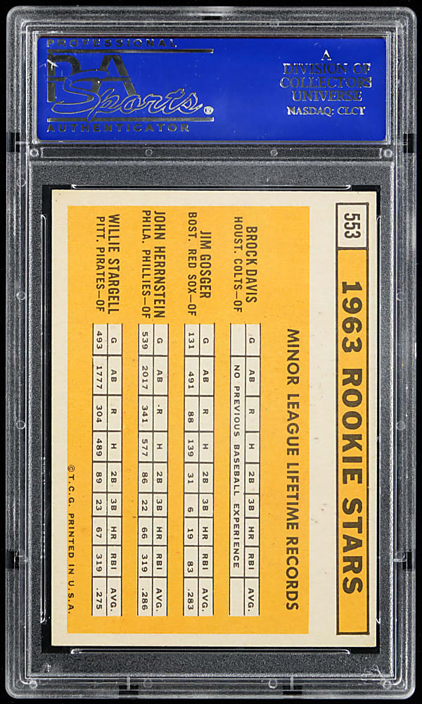1963 Topps #553 Willie Stargell Rookie PSA NM 7
