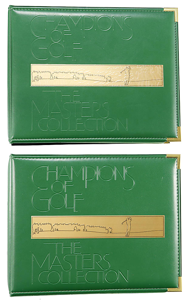 1998 Grand Slam Ventures Champions of Golf Masters Collection Gold Foil Set in Album Pair with Tiger Woods Rookies