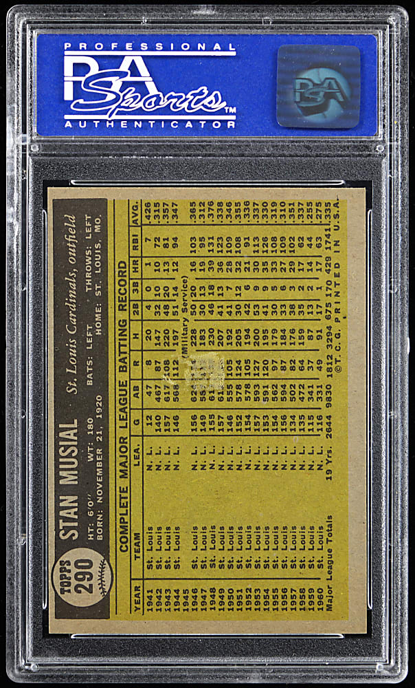 1961 Topps #290 Stan Musial PSA NM-MT 8
