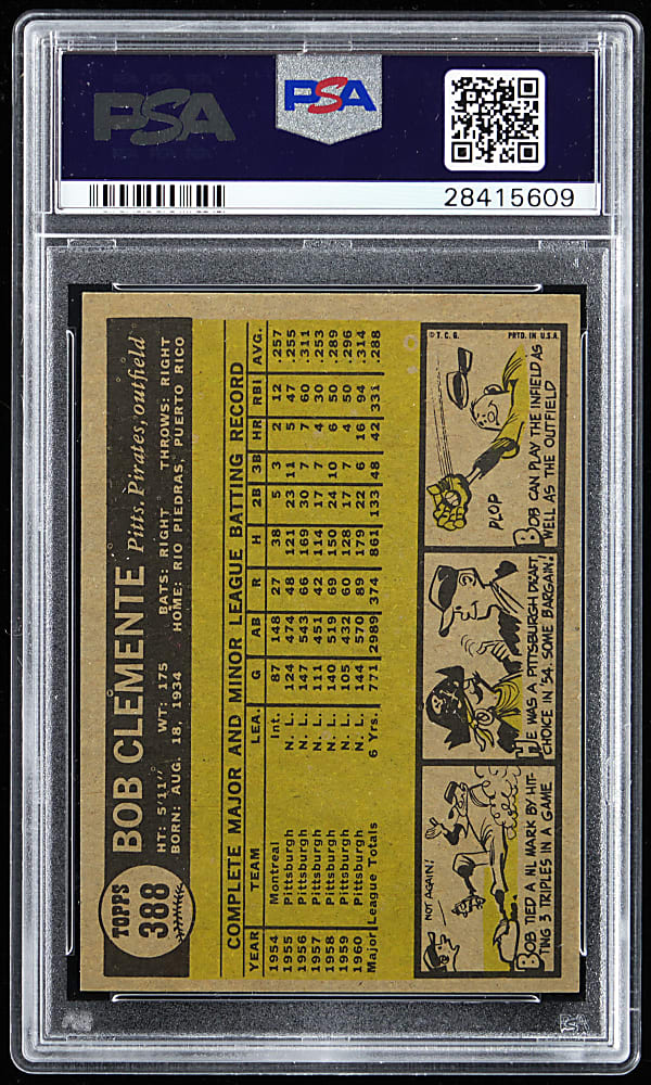 1961 Topps #388 Roberto Clemente PSA NM-MT 8