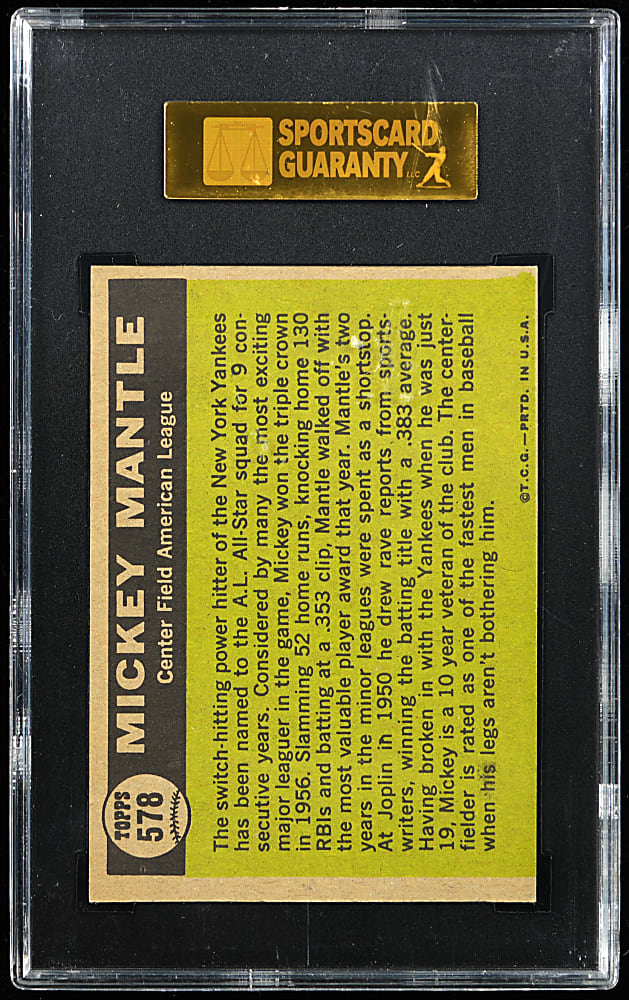 1961 Topps #578 Mickey Mantle All-Star SGC NM+ 7.5