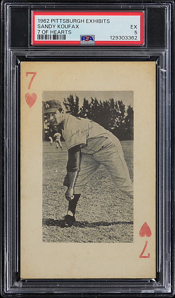 1962 Pittsburgh Exhibits Sandy Koufax 7 of Hearts PSA EX 5 - Rare Promo Back!