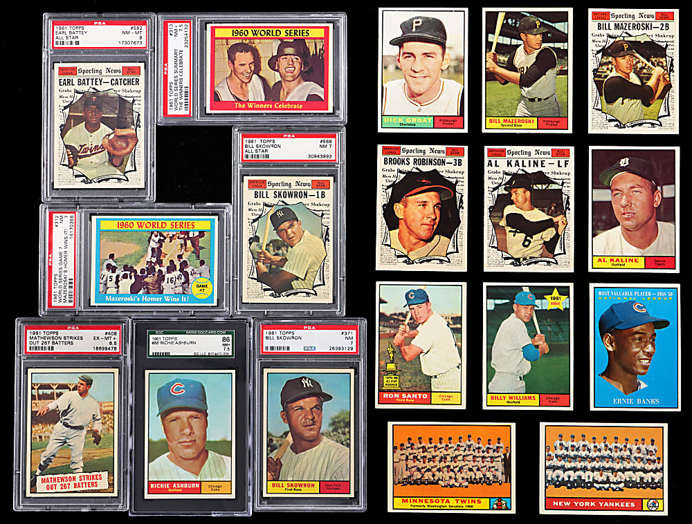 1961 Topps Near Complete Set (579/587) with (14) Graded Key Cards Plus (3) Variations - Clean!