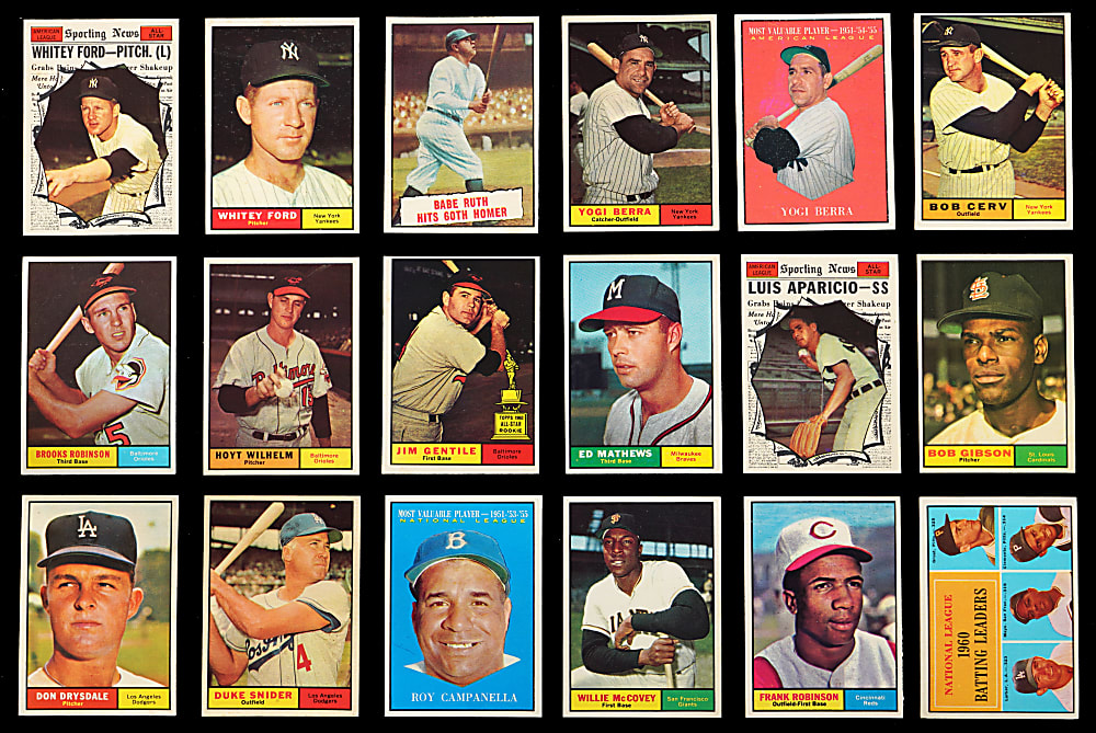 1961 Topps Near Complete Set (579/587) with (14) Graded Key Cards Plus (3) Variations - Clean!