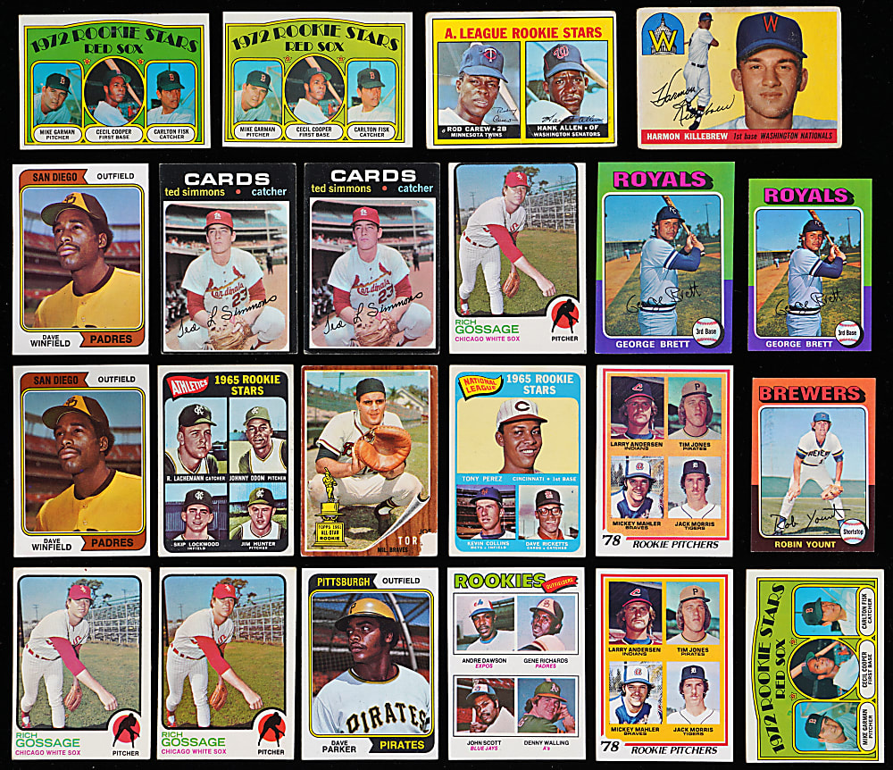 1955-1978 Topps Hall of Fame Rookie Cards (22) with Rod Carew & Harmon Killebrew
