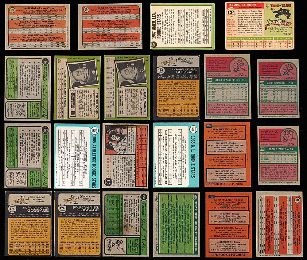 1955-1978 Topps Hall of Fame Rookie Cards (22) with Rod Carew & Harmon Killebrew