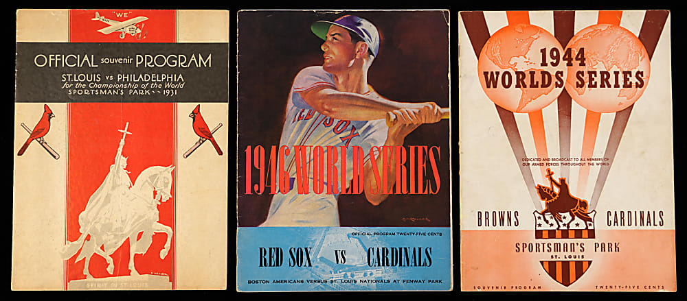 1931, 1944 & 1946 World Series St. Louis (American League & National League) Program Trio with 1944 Cardinals vs. Browns Example