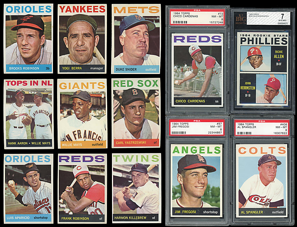 1964 Topps Partial Set (495/587) with Several Hall of Famers & (16) Graded - Clean!