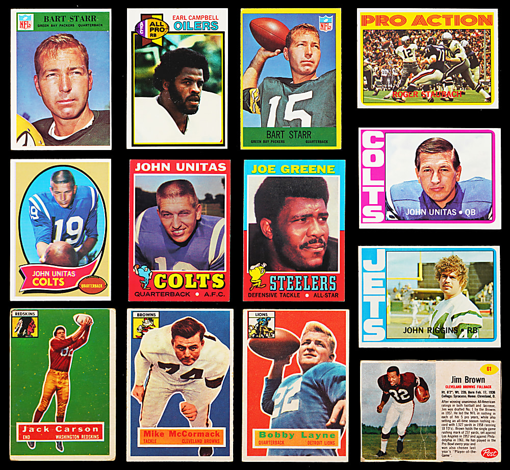 1956-1980 Football Collection (50) - Loaded with (34) Hall of Famers Including (4) Unitas, (2) Starr & J. Brown