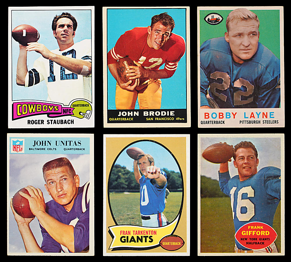 1956-1980 Football Collection (50) - Loaded with (34) Hall of Famers Including (4) Unitas, (2) Starr & J. Brown