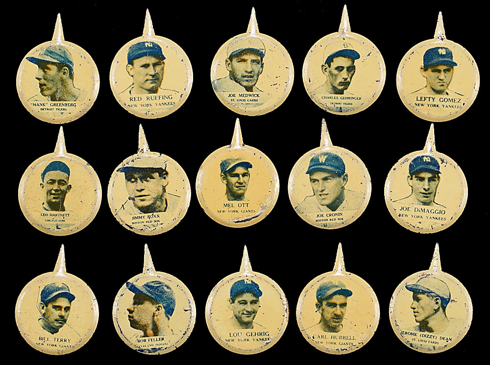 1938 PM8 Our National Game Pins Complete Set (30) with Joe DiMaggio, Jimmie Foxx & Lou Gehrig