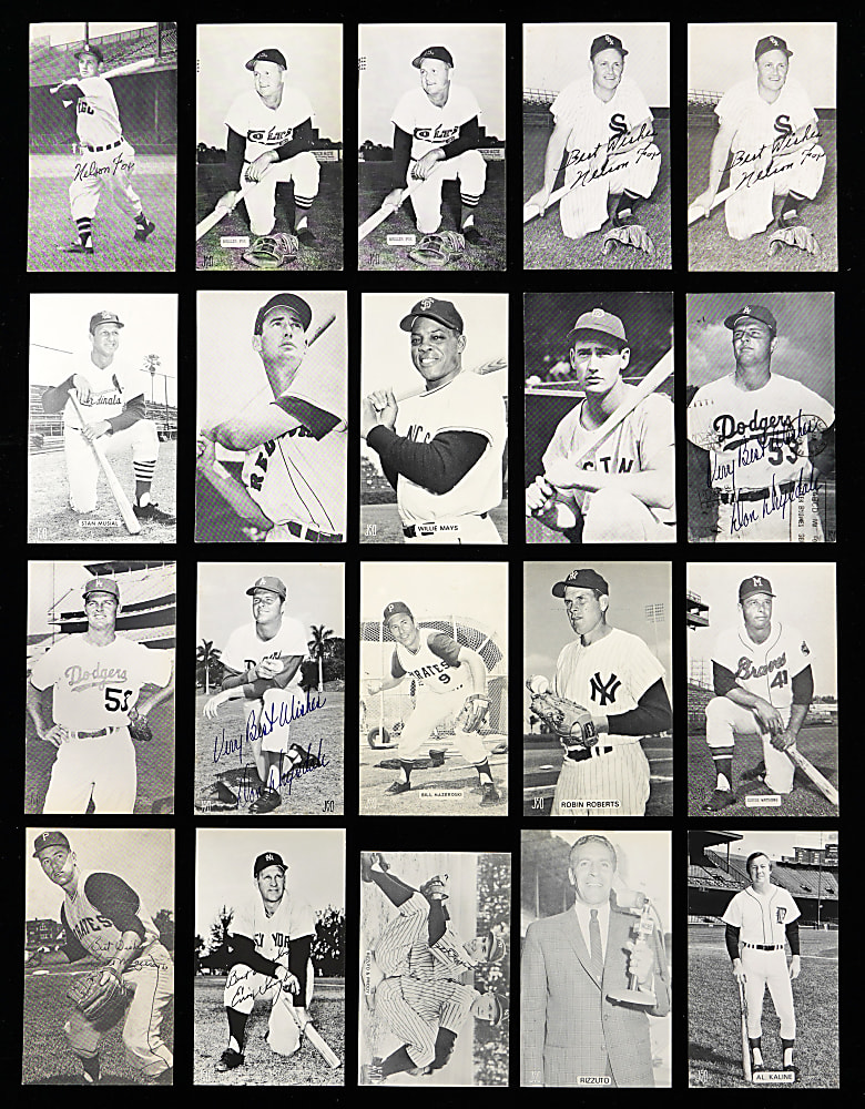 Vintage J.D. McCarthy Postcard Collection (75) with (21) Hall of Famers Including (2) Ted Williams & Willie Mays