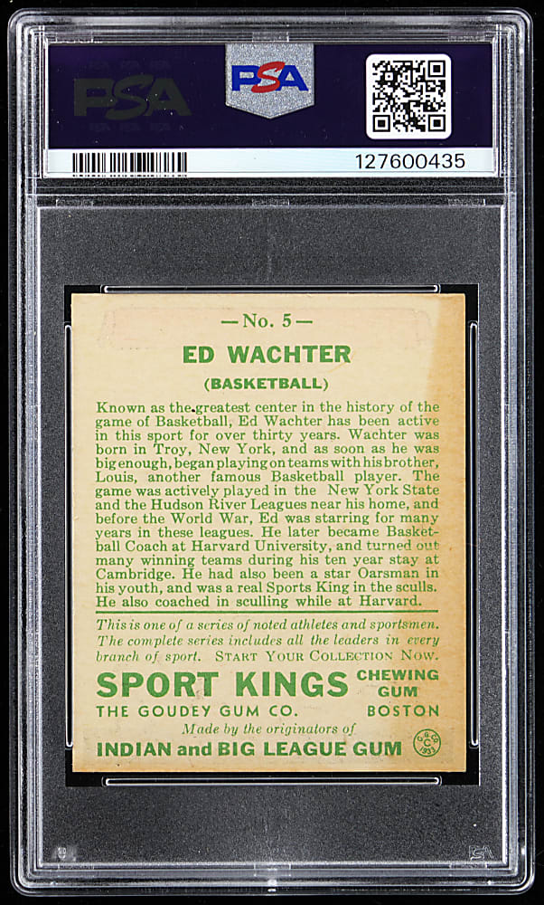 1933 Sport Kings Gum #5 Ed Wachter PSA EX-MT 6